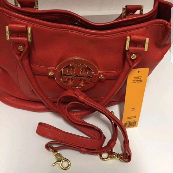 Tory Burch Amada Hobo red orange handbag - Picture 5 of 8